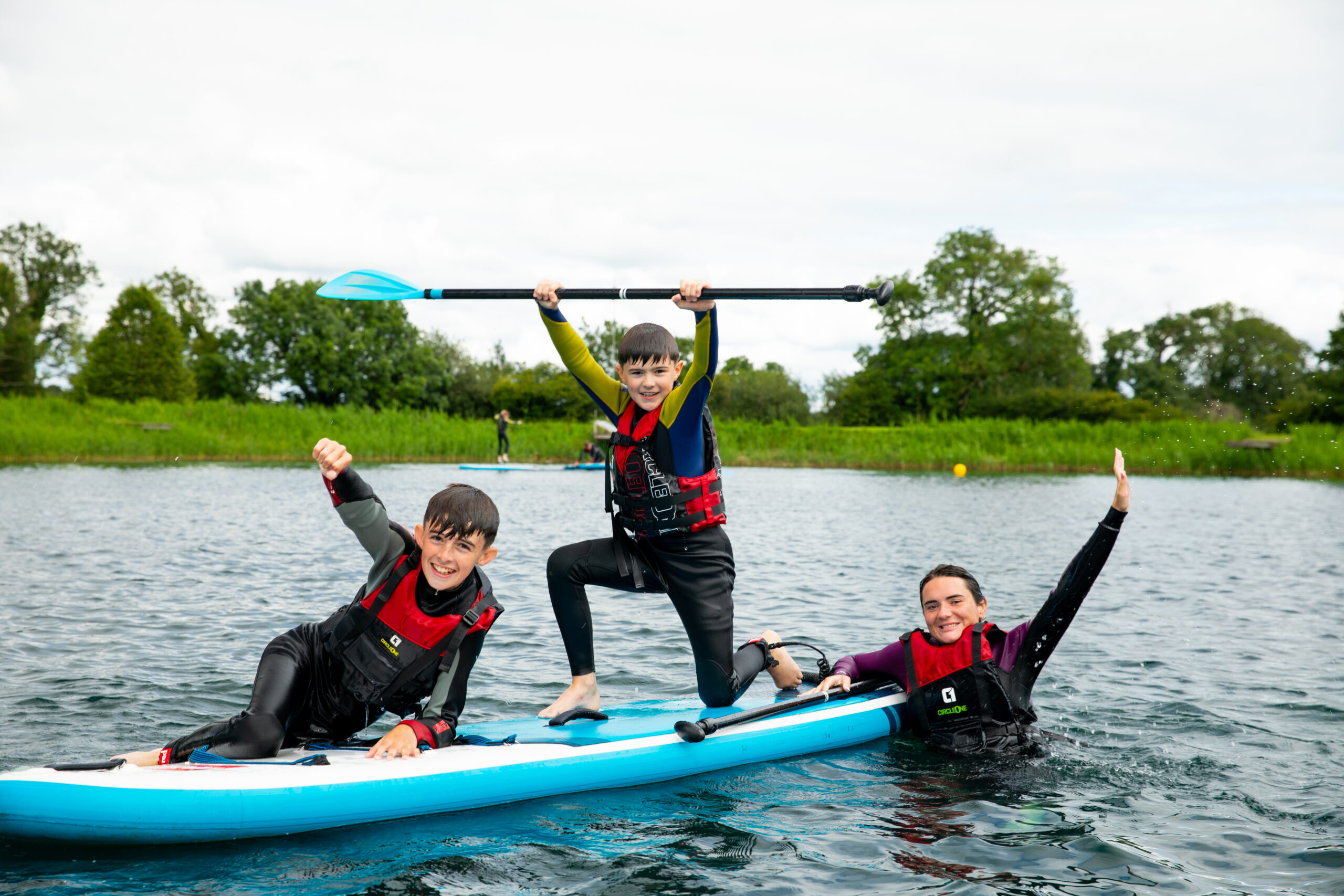 Family on paddleboard
