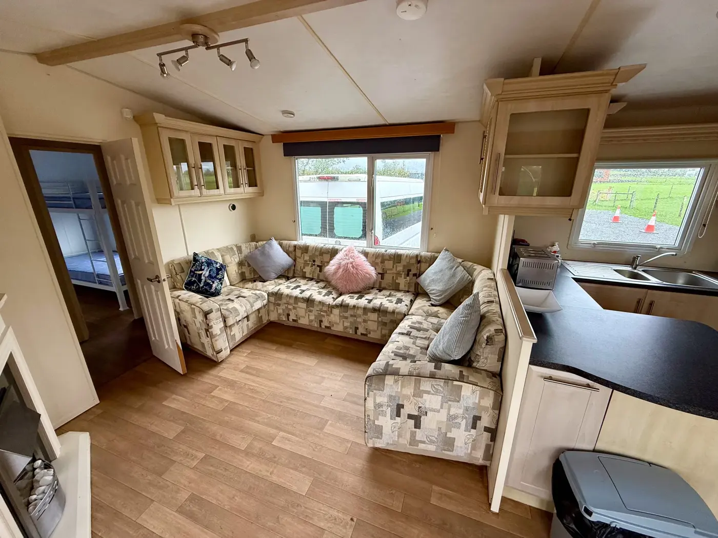 Seating and dining area inside the leaders’ caravan
